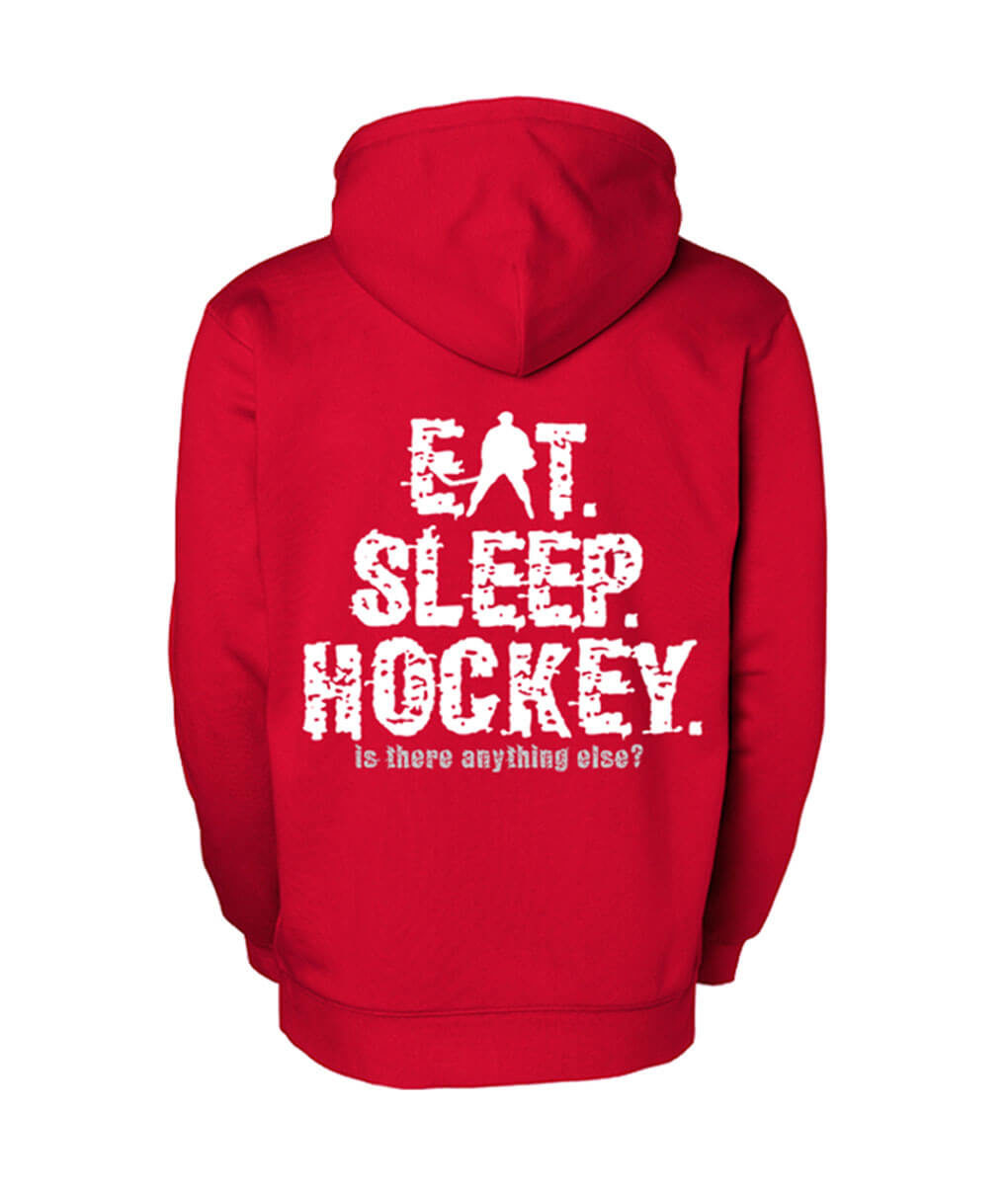 Eat Sleep Hockey Hood (Punainen) Back